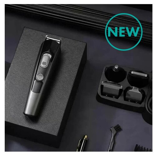 Профессиональный беспроводной триммер 5 в 1 машинка для стрижки волос бороды и усовсалоннаядомашняяуход за волосамис дисплеемдля домасеребристый 2412₽