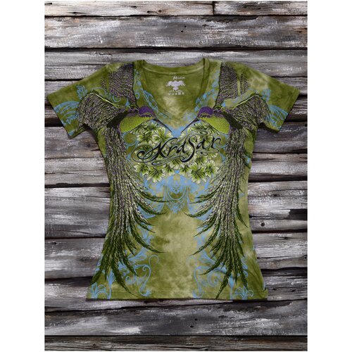 Футболка KRASAR КОЛИБРИ (V-ворот), размер 45 см., зеленый