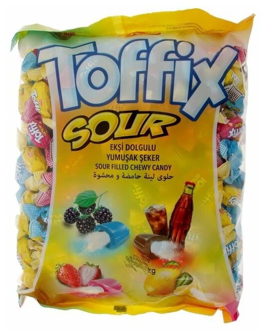 Конфеты жевательные Toffix sour mix, 1 кг - фотография № 1