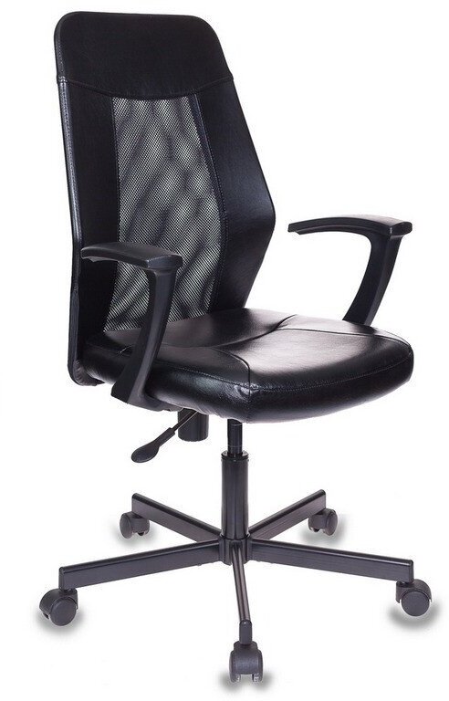 Кресло Easy Chair кожзам черный сетка черная