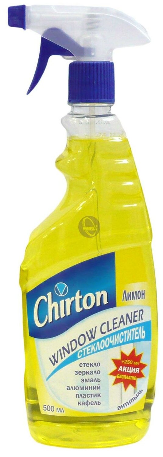 Средство для мытья стекол, зеркал и окон Chirton "Лимон" без разводов и пятен, 500 мл - фотография № 2