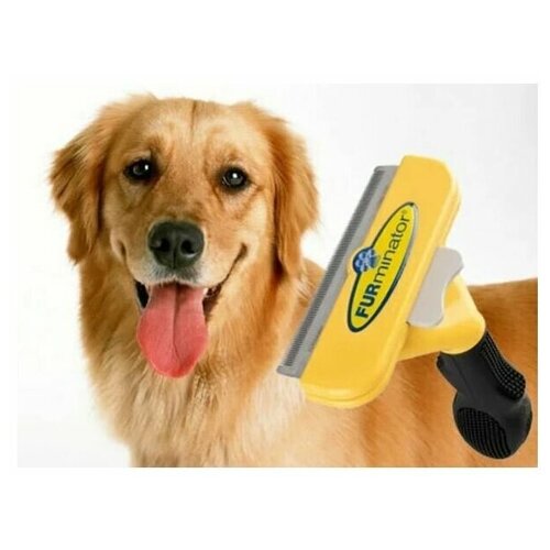 Расческа для животных / щетка-триммер FURminator, размер L для длинношерстных собак, желтый/черный