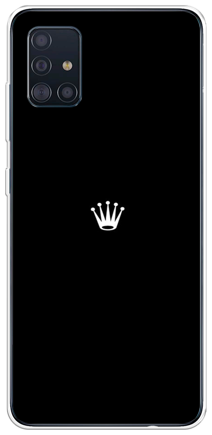 Силиконовый чехол на Samsung Galaxy A51 / Самсунг Гэлакси А51 Белая корона на черном фоне