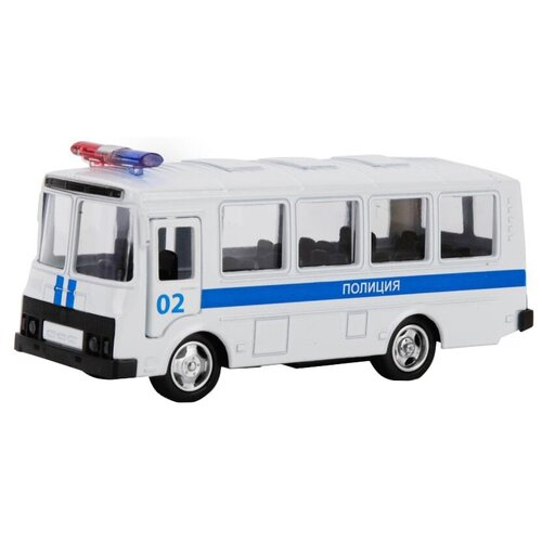 Автобус ТЕХНОПАРК ПАЗ 3206 Полиция (X600-H09140-R) 1:61, 11 см, белый