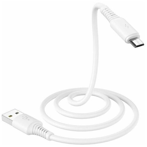 Кабель USB2.0 Am-microB Borofone BX47 Silicone White, белый - 1 метр