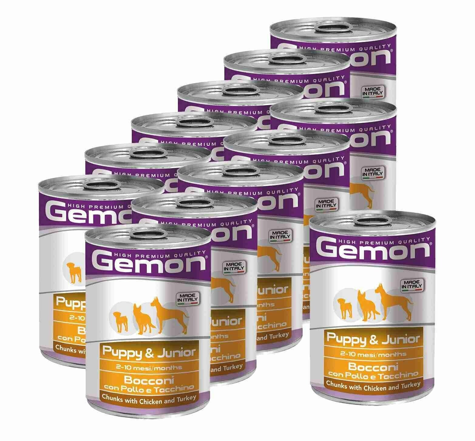 Gemon Dog консервы для щенков кусочки курицы с индейкой 415г х 12 шт.