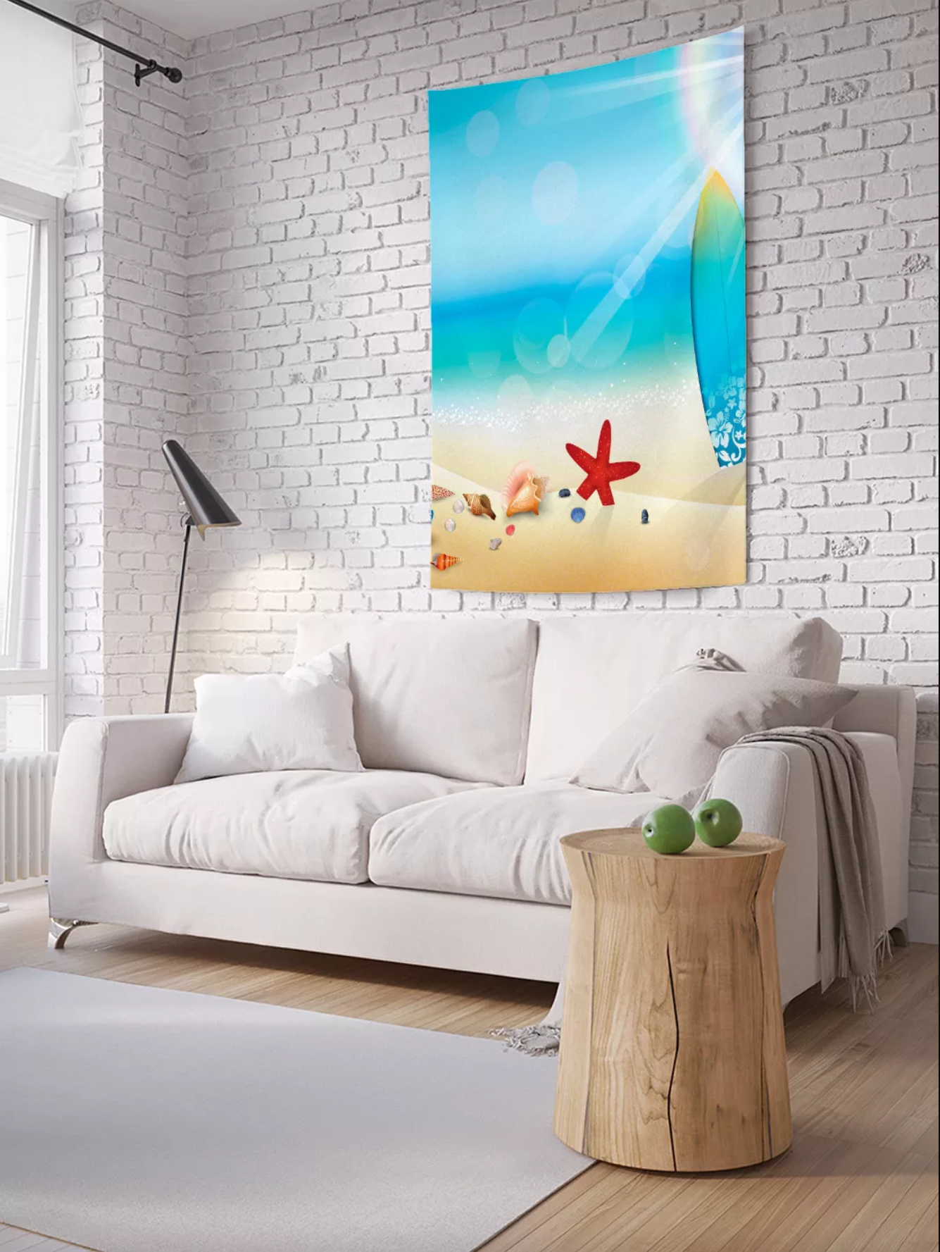 Постер на экокоже 40x50 LinxOne "Мебель, диван, белый, стиль, интерьер" интерьер для дома / декор на стену / дизайн - фотография № 5