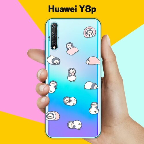 Силиконовый чехол Узор из пингвинов на Huawei Y8p силиконовый чехол узор из такс на huawei y8p