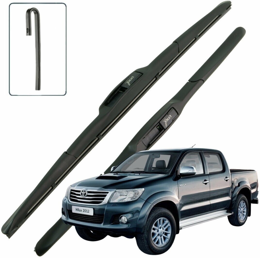 Дворники Toyota Hilux (7) AN10 AN20 AN30 Тойота Хайлюкс 2011 2012 2013 2014 2015 Щетки стеклоочистителя гибридные ОЕМ для автомобиля 530-480 2 шт.