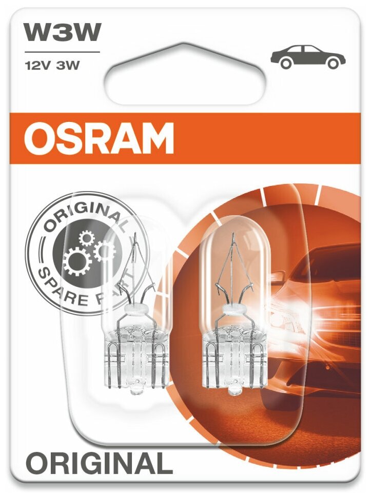 Лампа автомобильная Osram W3W (W2.1*9.5d) 12V, 282102B, 2 шт