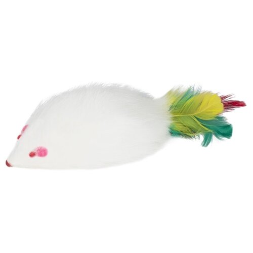 SH02N Мышь 3,5погр. с пером(3шт) игрушка погремушка для кошек мышь серая из натурального меха