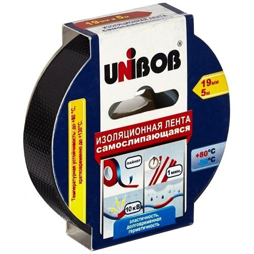 фото Изолента unibob изолента unibob самослипающаяся 1 шт, 1 шт., черный