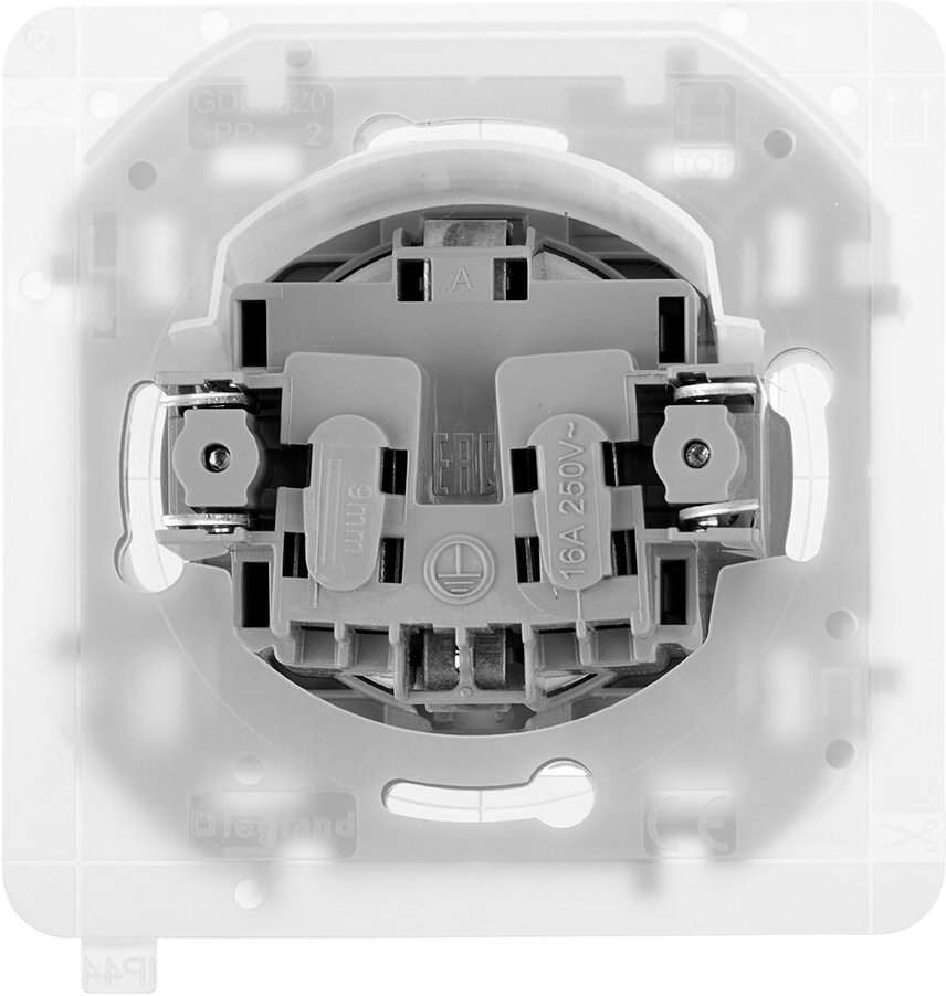 Розетка LEGRAND INSPIRIA 2К+З IP 44 с откидной крышкой и шторками, немецкий стандарт, 16 А-250 В, Алюминий, 673742 - фотография № 5