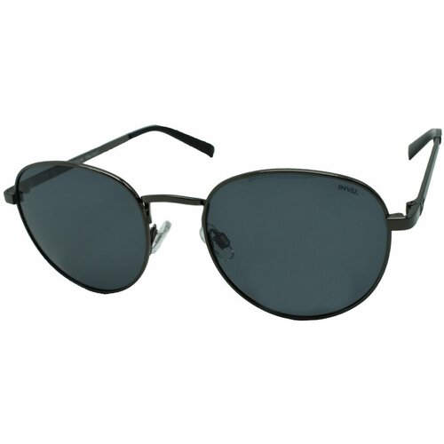 Солнцезащитные очки Invu, круглые, оправа: металл, поляризационные, с защитой от УФ, черный