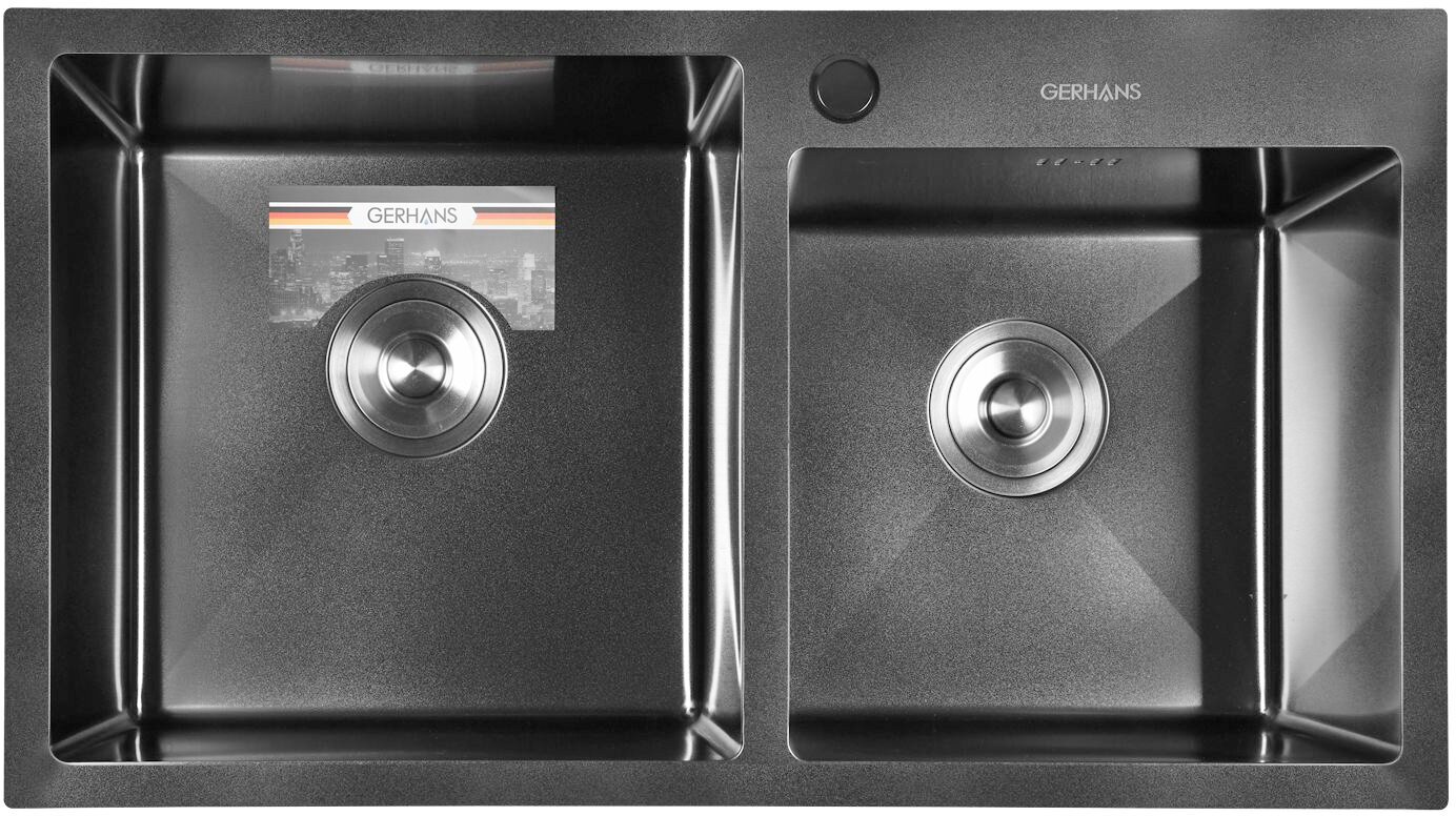 Кухонная мойка из нержавеющей стали Gerhans RK37843B-S (780х430 мм) с PVD покрытием