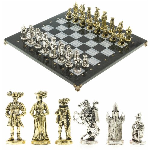 Подарочные шахматы Средневековье доска 44х44 см из мрамора 122411 шахматы фарфоровые баня гжель 44х44 см