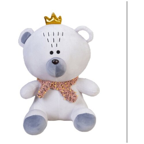 Мягкая игрушка Плюшевый медведь с короной Серый 25 см