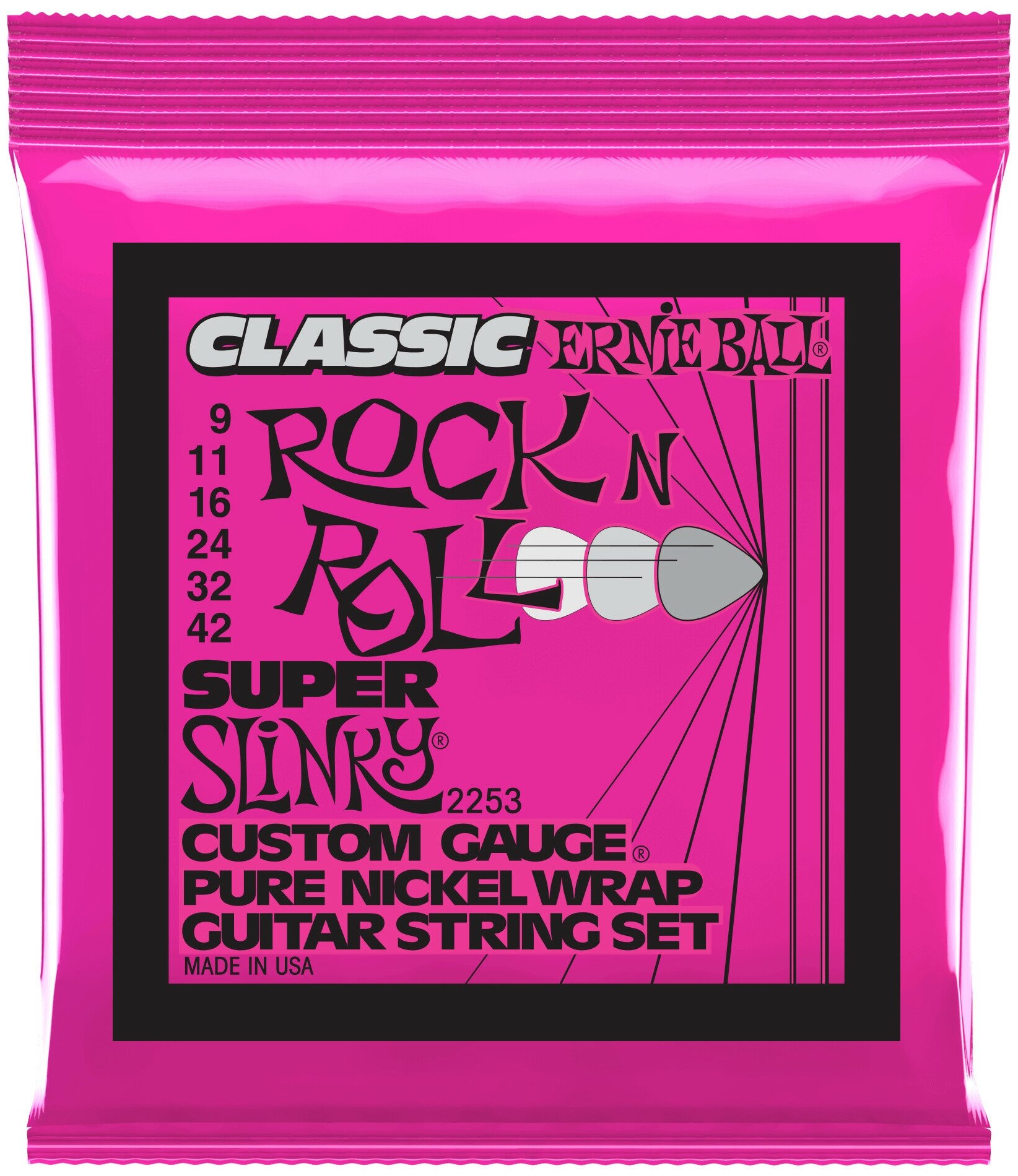 Струны для электрогитары Ernie Ball 2253 Classic Pure Nickel Super Slinky 9-42