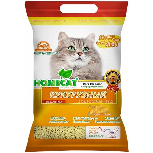 наполнитель для кошек homecat ecoline кукурузный 6 л HOMECAT эколайн кукурузный наполнитель комкующийся для туалета кошек (12 л х 4 шт)