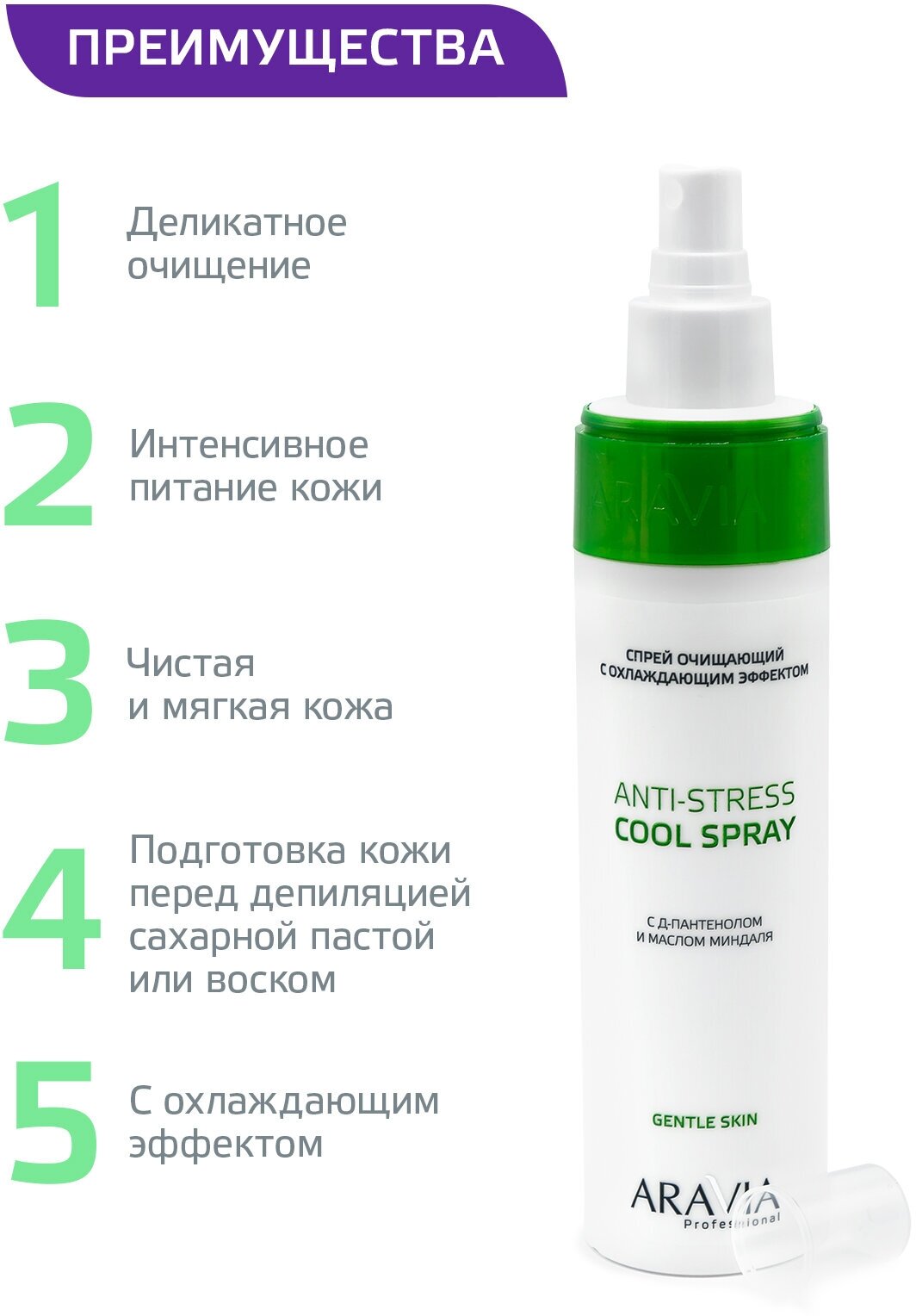 ARAVIA Спрей очищающий с охлаждающим эффектом с Д-пантенолом Anti-Stress Cool Spray, 250 мл