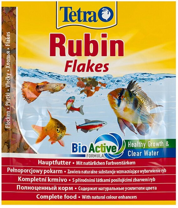 TetraRubin корм в хлопьях для улучшения окраса всех видов рыб, 12 гр. - фотография № 1