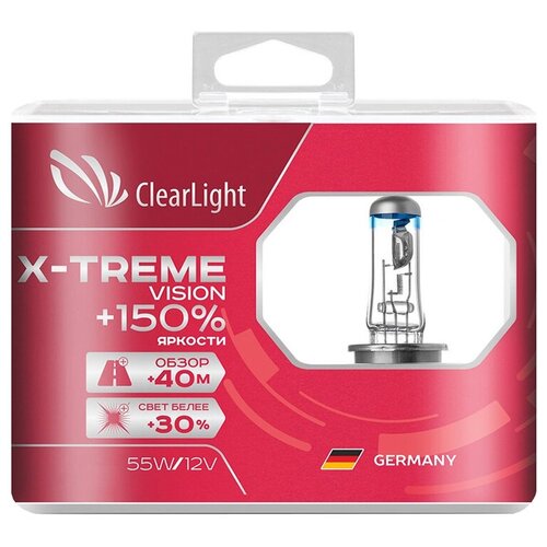 фото Лампа автомобильная галогенная clearlight x-treme vision +150% mlh11xtv150 h11 12v 55w 2 шт.