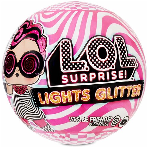 Кукла-сюрприз L.O.L. Surprise Lights Glitter Series в шаре, 564836 / 564843 / 564829 / 564850 черный