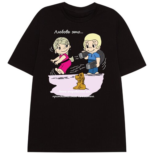 Футболка FOR LIVE, оверсайз, хлопок, размер L, черный