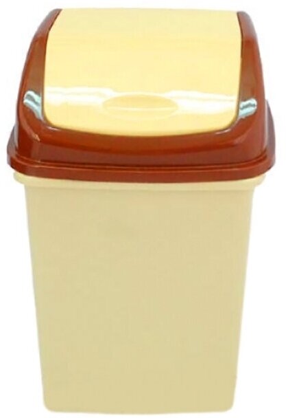 Мусорный контейнер пластик, 5 л, прямоугольный, плавающая крышка, бежевый, молочный, Dunya Plastik, Sympaty, 09401