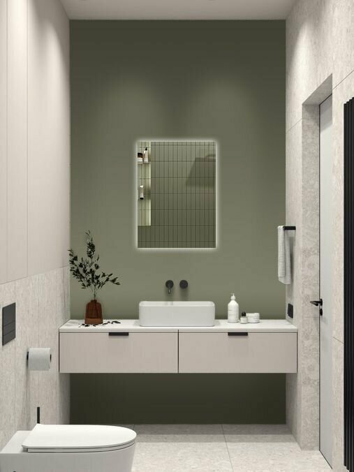Зеркало для ванной Qwerty 70*50 вертикальное с нейтральной LED-подсветкой без кнопки