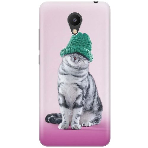 фото Cиликоновый чехол на meizu m6 / мейзу м6 с принтом "кот в зеленой шапке" gosso