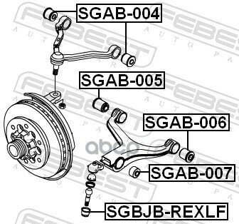 Сайлентблок Рычага Ssangyong Kyron 05-/Actyon 01/Rexton 06- Пер. подв. верх. Febest арт. SGAB-004