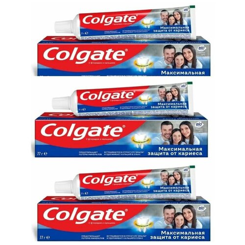 ремонт кариес ремонт всех кариес полости и защита зубов Colgate Зубная паста Максимальная защита от кариеса Свежая мята, 50 мл,3шт