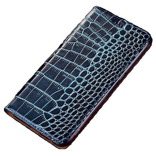 фото Чехол-книжка mypads premium для samsung galaxy m51 (европейская версия) из качественной импортной натуральной кожи теленка с фактурной прошивкой рельефа кожи крокодила экзотический синий