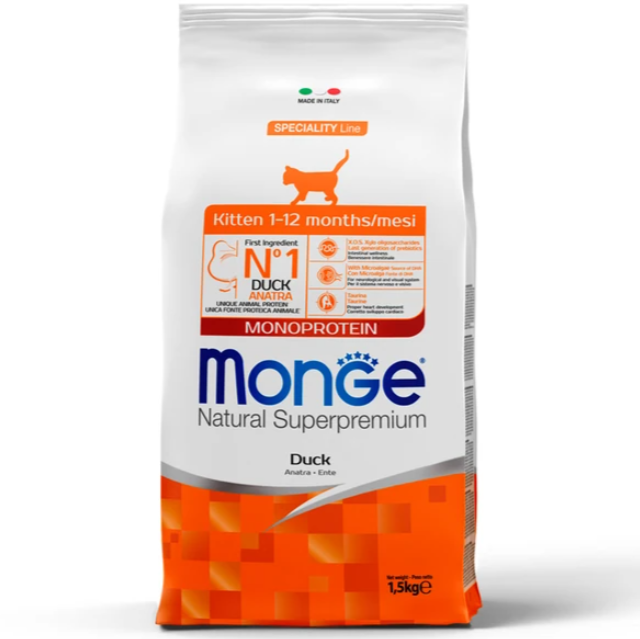 Monge Cat Speciality Line Monoprotein для котят и беременных кошек, из утки 1,5 кг - фотография № 2