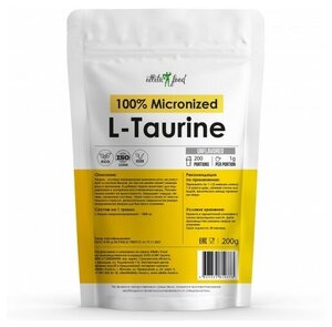 Л-Таурин Atletic Food 100% Micronized L-Taurine 1000 mg - 200 грамм, натуральный