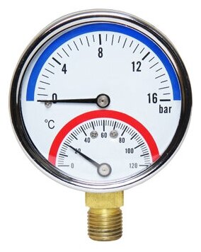 Манометр с термометром вертикальный SK-01X60 (до 16 бар, 120 гр.) 1/4 дюйма