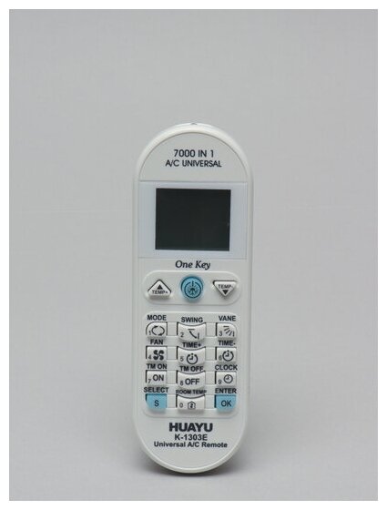 Универсальный пульт Huayu K-1303E для кондиционеров (7000 в 1), белый - фотография № 5
