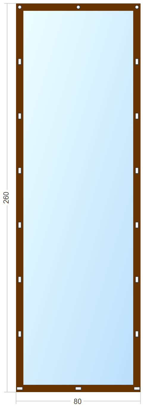 Мягкое окно Софтокна 80х260 см съемное, Скоба-ремешок, Прозрачная пленка 0,7мм, Коричневая окантовка, Комплект для установки - фотография № 3