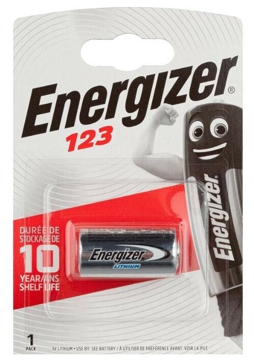 Батарейка Energizer CR123, в упаковке: 1 шт.