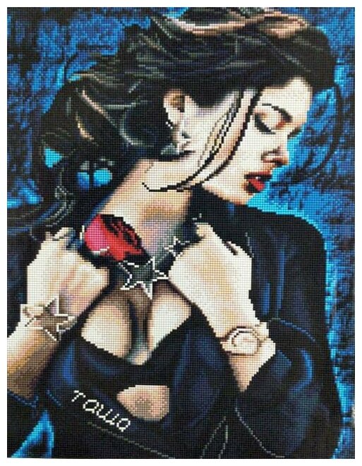 фото Алмазная мозаика Paintboy на подрамнике размер 40х50 круглые камешки CK 4450 Девушка с розой