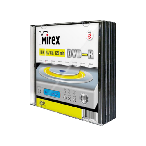 комплект 3 штук носители информации dvd r 16x mirex slim 1 ul130013a1s Диск DVD-RMirex4,7Gb 16x, 5 шт.