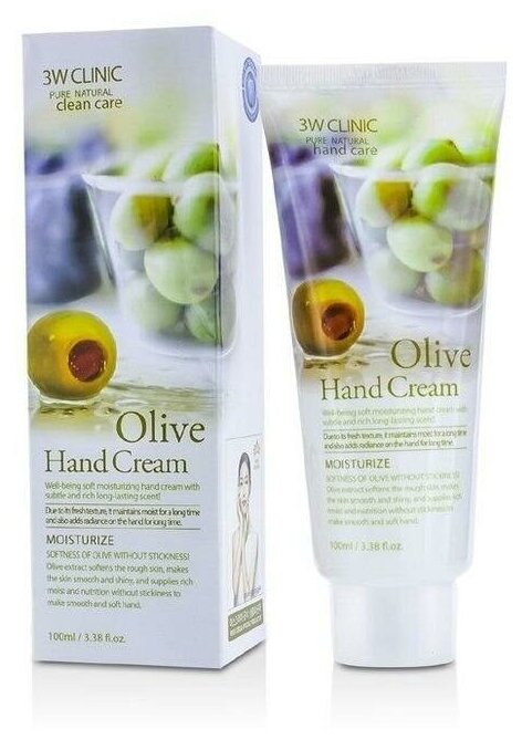 Увлажняющий крем для рук с экстрактом оливы 3W Clinic Moisturizing Olive Hand Cream 100ml