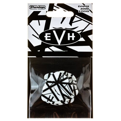 EVHP03 EVH White With Black Stripes Медиаторы 6шт, толщина 0.60мм, Dunlop