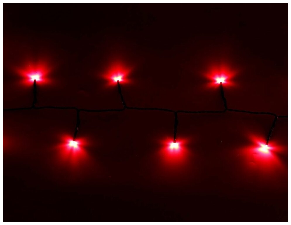 Светодиодная гирлянда нить Объемная 120 красных LED ламп 9 м, черный ПВХ, контроллер, IP44, Kaemingk (Lumineo)