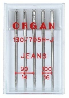 Иглы для быт. шв. машин ORGAN для джинсы ассорти 5 шт в пенале 5524500 № 90-100