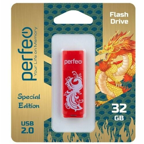 Флеш Perfeo USB 32GB C04 Red Phoenix флэш диск usb perfeo 32gb c04 red koi fish pf c04rkf032