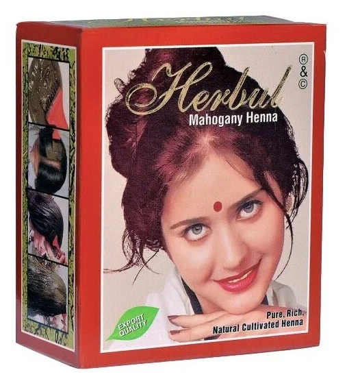 Хна махагон для волос натуральная Индия Herbul, Укрепляет волосы, Закрашивает седину, 60 гр.