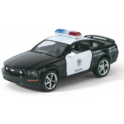 Машина металлическая Kinsmart Ford Mustang GT (Police), масштаб 1:38, открываются двери, инерция металлическая машинка kinsmart 1 38 2006 ford mustang gt police kt5091dp инерционная