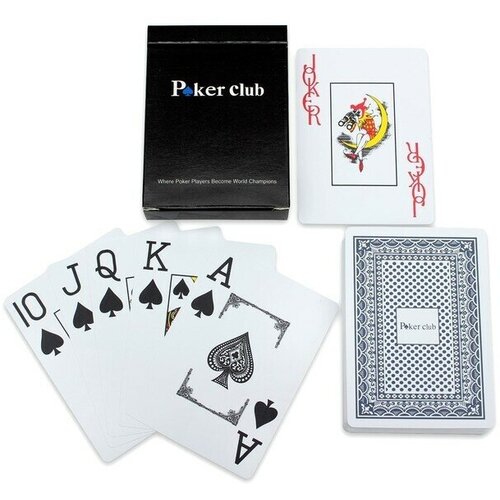 Карты игральные пластиковые Poker club, 300 мкм, синяя рубашка карты игральные пластиковые sima land poker club 300 мкм синяя рубашка